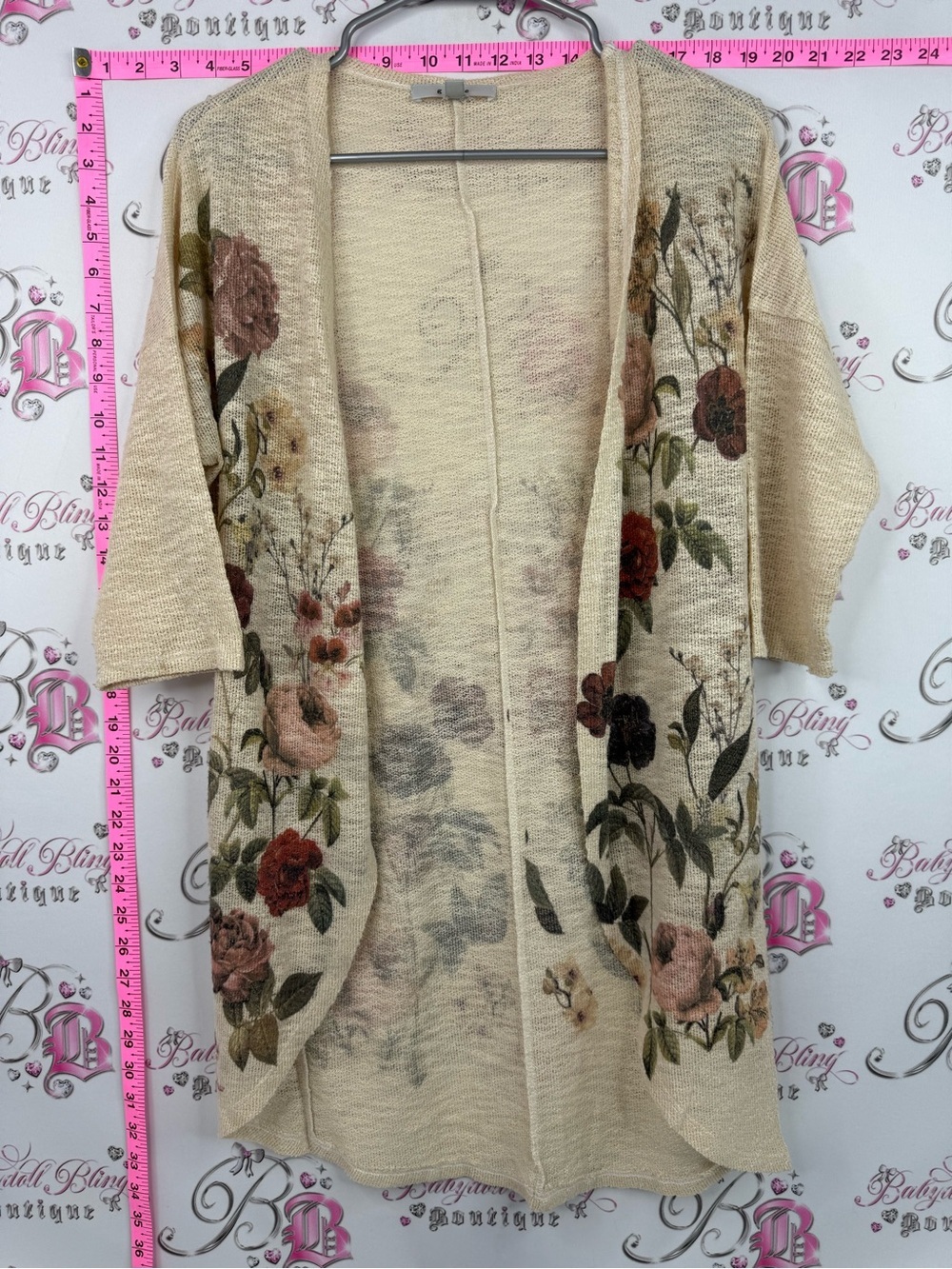 Gaze cardigan flowers Women's Cream Floral Open-Front Cardigan Sweater